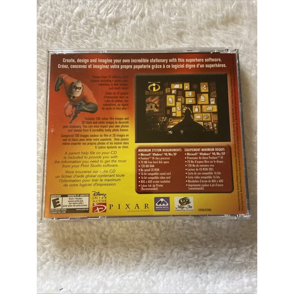 Disney Pixar's the Incredibles PC CD Rom Print Studio Game for Windows 98/Me/Xp